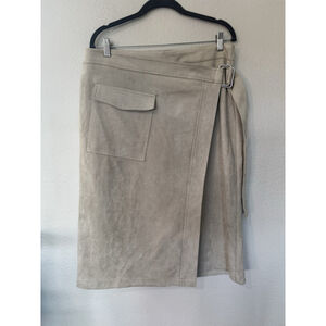 Faux Suede Wrap Skirt by Ophelia Roe Neutral Fall Chic Minimalist